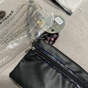 Top Trenz Black Pouch with Holographic Zipper